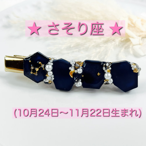 選べる12星座/ヘアアクセサリー/ヘアクリップ/夜空 に輝く 星座/星