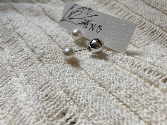 pearl×silver pearl catch ピアス♡ 2枚目の画像