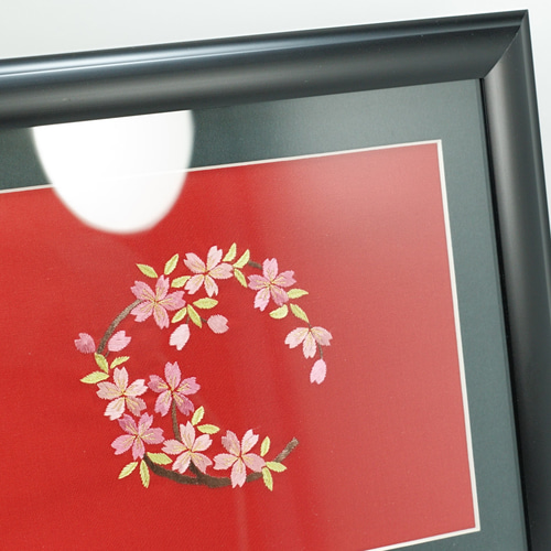 日本刺繍 伝統工芸 額装作品 花刺繍 山桜枝丸 【送料無料】 その他