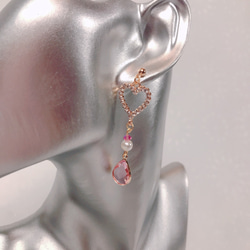 heart pink heart drop pierce♡オープンハートドロップピアス 10枚目の画像