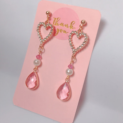 heart pink heart drop pierce♡オープンハートドロップピアス 2枚目の画像