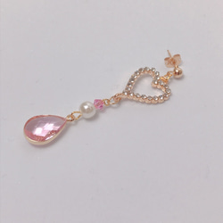 heart pink heart drop pierce♡オープンハートドロップピアス 4枚目の画像