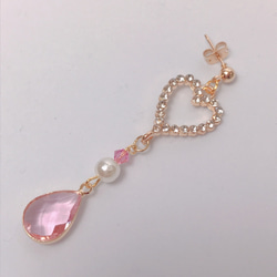 heart pink heart drop pierce♡オープンハートドロップピアス 6枚目の画像