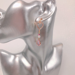 heart pink heart drop pierce♡オープンハートドロップピアス 9枚目の画像