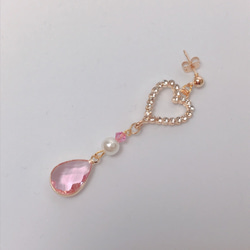 heart pink heart drop pierce♡オープンハートドロップピアス 7枚目の画像