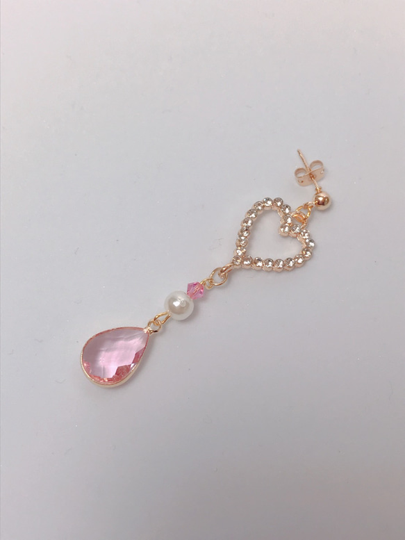 heart pink heart drop pierce♡オープンハートドロップピアス 7枚目の画像