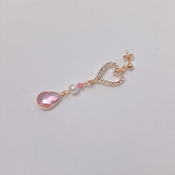 heart pink heart drop pierce♡オープンハートドロップピアス 5枚目の画像