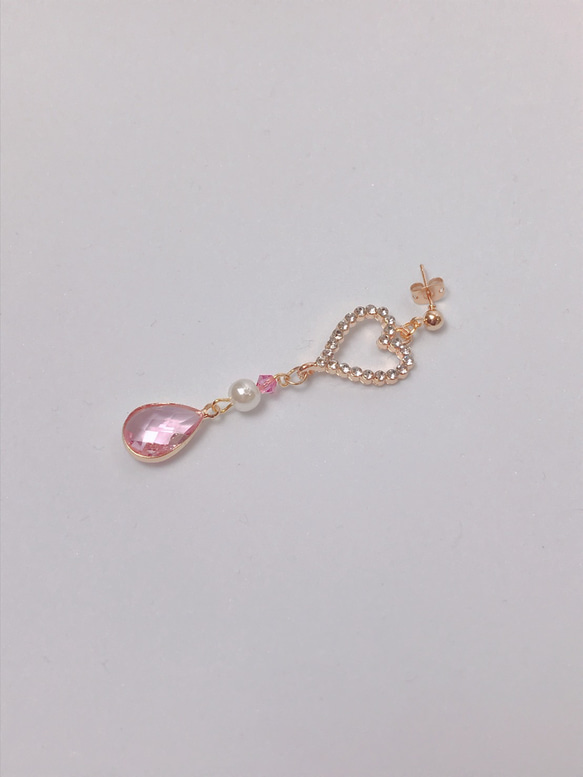 heart pink heart drop pierce♡オープンハートドロップピアス 5枚目の画像