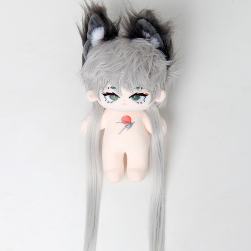 長い三つ編みの20cmぬいぐるみ / キュート ぬいぐるみ/ 銀髪