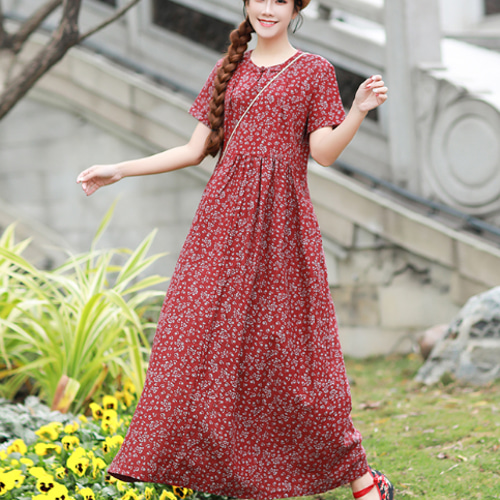 ワンピース ロング エレガント カジュアル 花柄 韓国 全開カシュクールロングワンピース 花柄ワンピース Vネック[品番