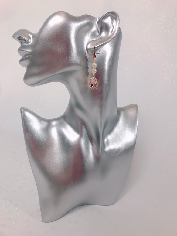 pearl pink drop pierce(K18GF) 10枚目の画像