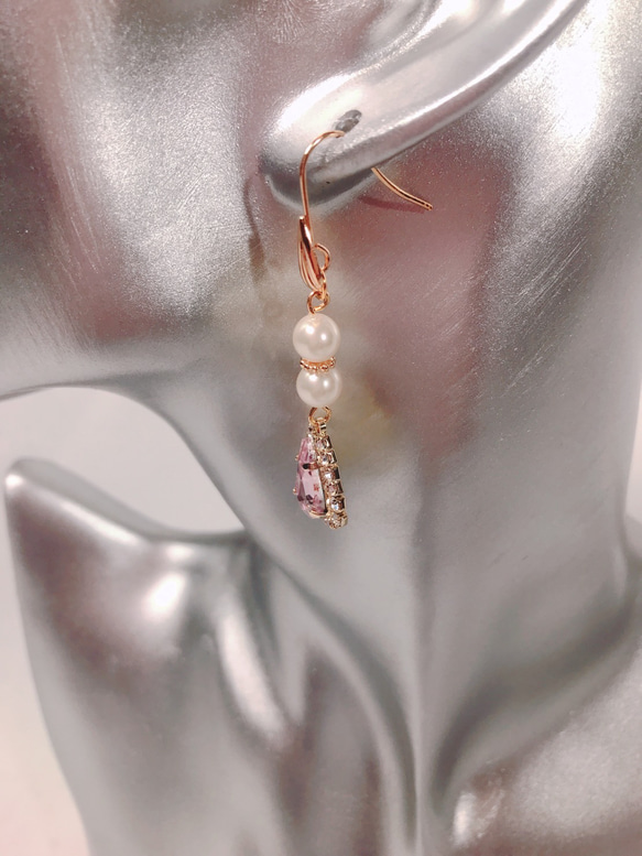 pearl pink drop pierce(K18GF) 12枚目の画像
