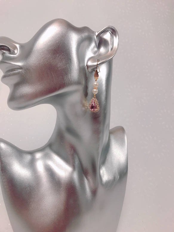 pearl pink drop pierce(K18GF) 14枚目の画像