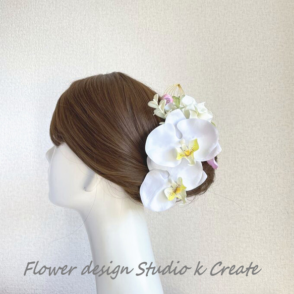 胡蝶蘭と紫陽花のヘッドドレス（14点）　ウェディング　成人式　結婚式　髪飾り　和装　前撮り　卒業袴 2枚目の画像