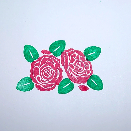消しゴムはんこ「薔薇・バラ・ばら③」2個セット はんこ・スタンプ