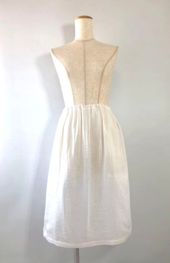 ペチコート　ダブルガーゼ　白　ゴムウエスト　61cm丈　インナースカート　アンダースカート 4枚目の画像