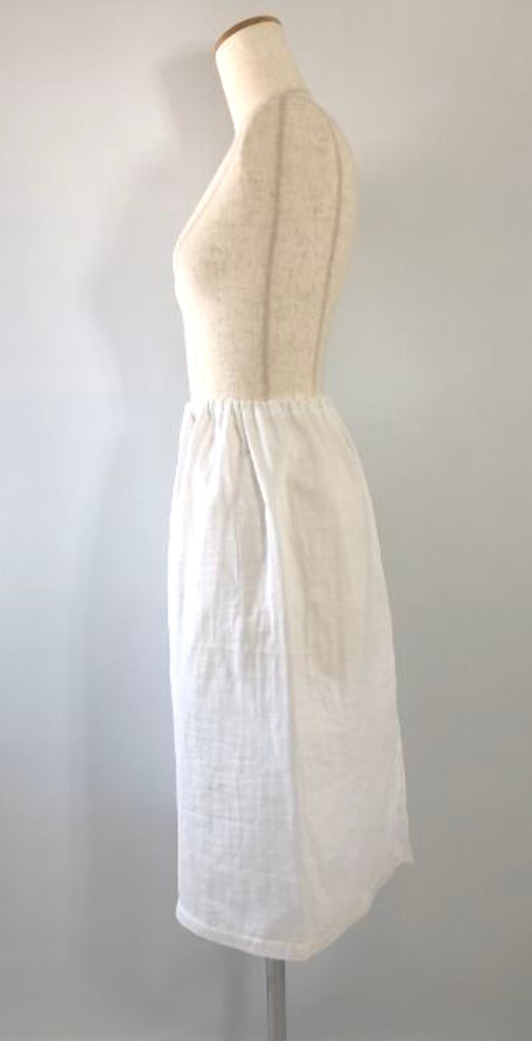 ペチコート　ダブルガーゼ　白　ゴムウエスト　61cm丈　インナースカート　アンダースカート 5枚目の画像