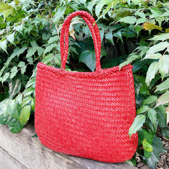 水牛革】丸編みメッシュトートバッグ ラウンドタイプ<4色展開