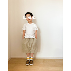 《子供服ワイドショートパンツ》｜110〜150cm｜ナチュラルカラー 1枚目の画像