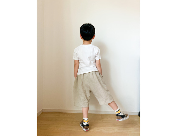 《子供服ワイドショートパンツ》｜110〜150cm｜ナチュラルカラー 4枚目の画像