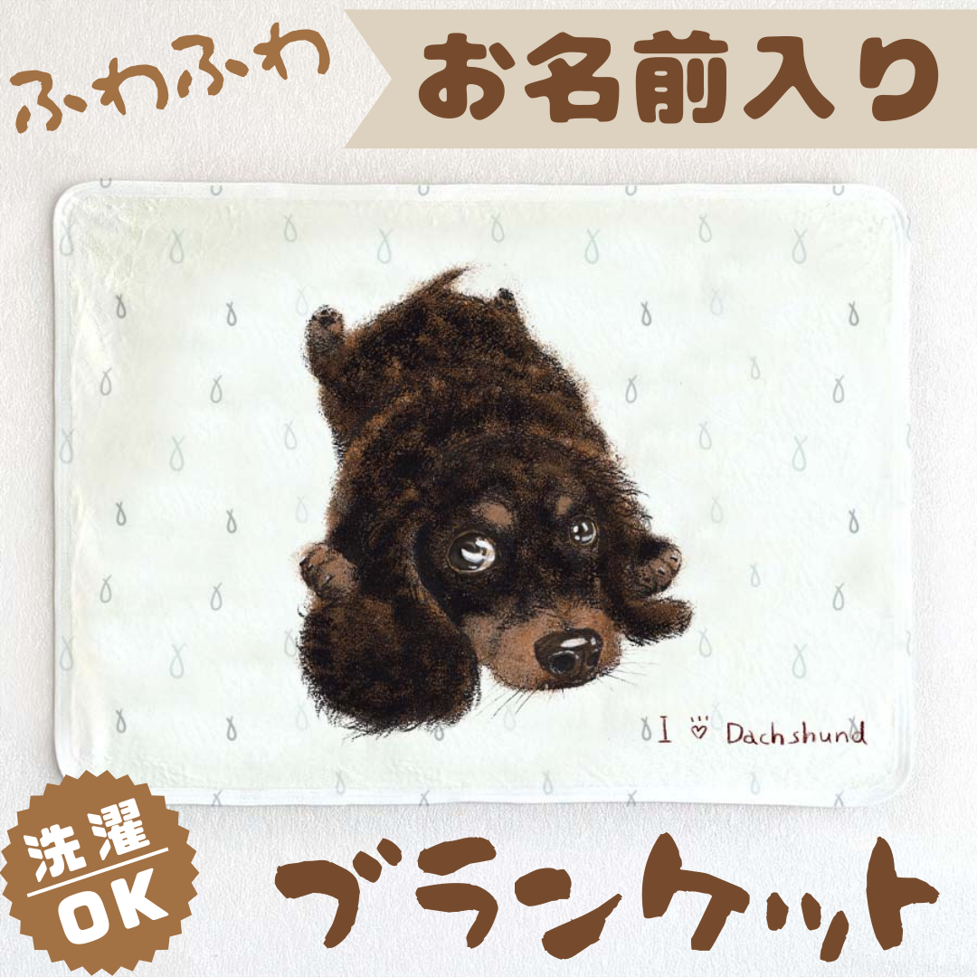 【ダックスフンド】お名前入りブランケット（ひざ掛け）ラッピング対応プレゼントにも♪