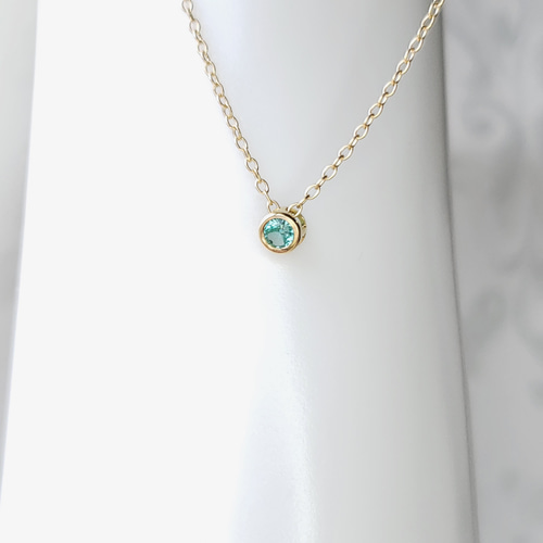 人工パライバトルマリン ベゼルチャーム付 ステンレス製フックピアス HANDMADE】PT950 ブラジル産パライバトルマリン0.222ct/0.256ct