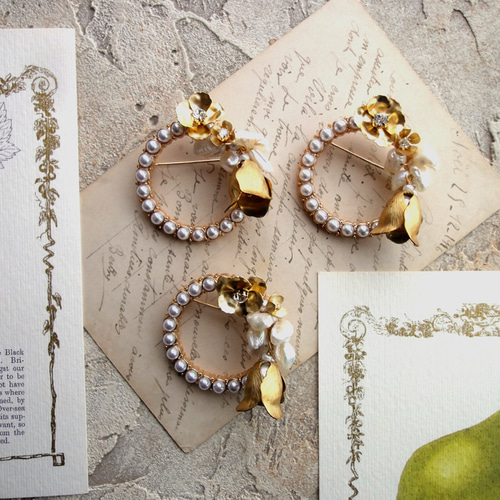 花のデザイン ブローチ パール付き（【楽天市場】【LINE友だち200円  