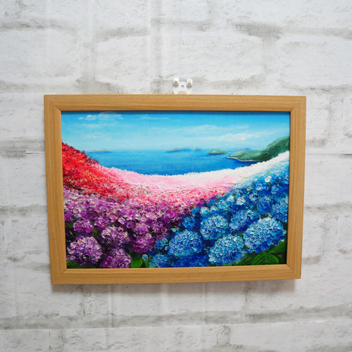 油絵 絵画【海の紫陽花畑】 絵画 HR 通販 15705784｜Creema