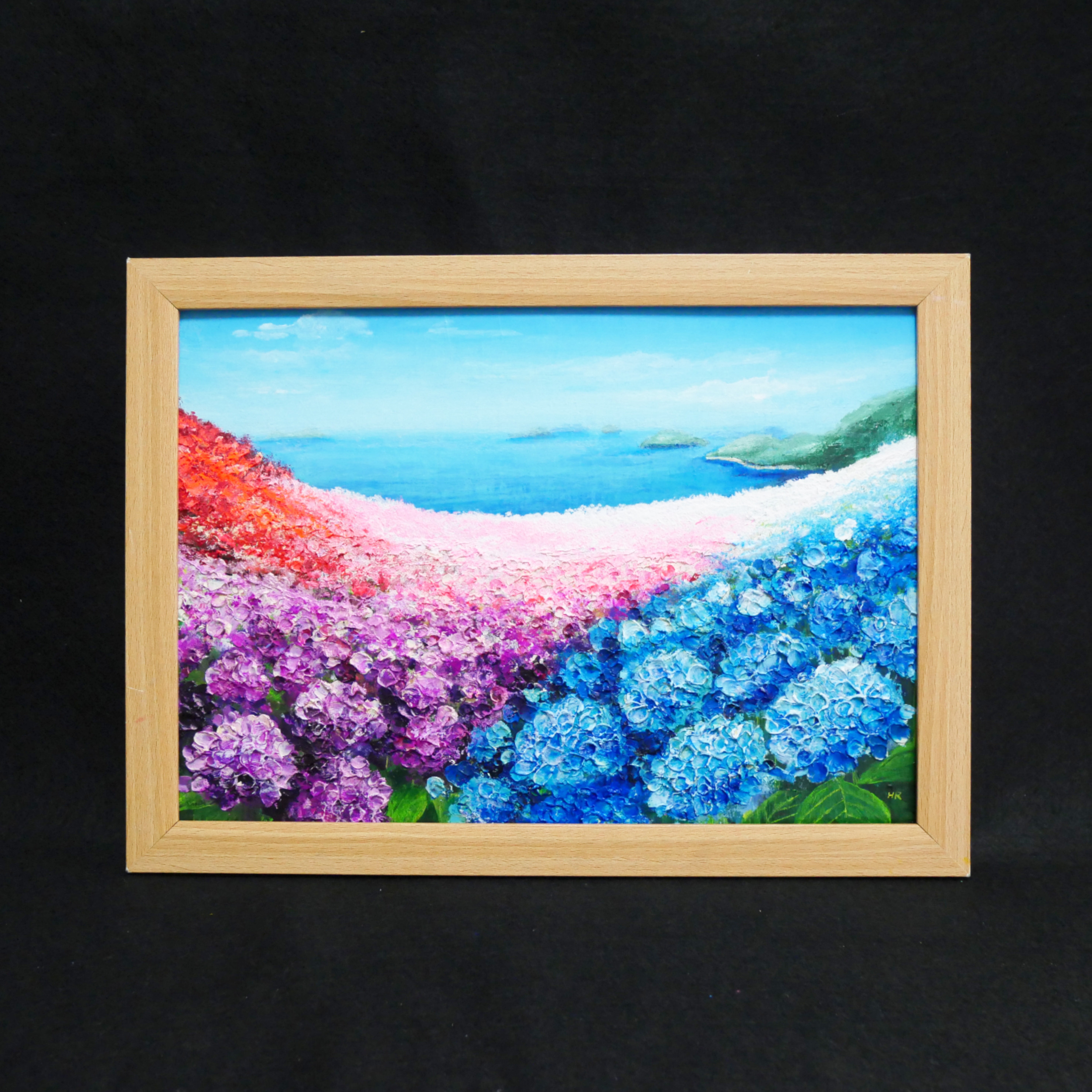 油絵 絵画【海の紫陽花畑】 絵画 HR 通販 15705784｜Creema