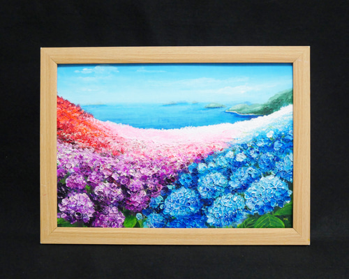 油絵 絵画 【紫陽花畑】 油絵 絵画 紫陽花畑の道 絵画 HR 通販 13995115｜Creema(クリーマ)