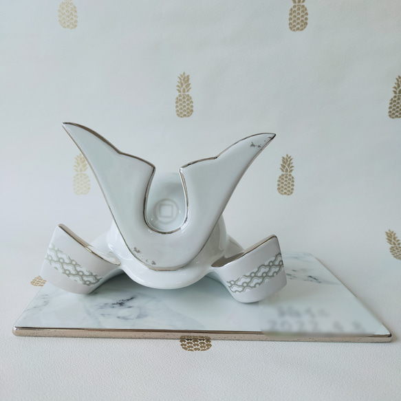 ポーセラーツ兜 台座セット【名前入り】完全オーダーメイドでお作りし