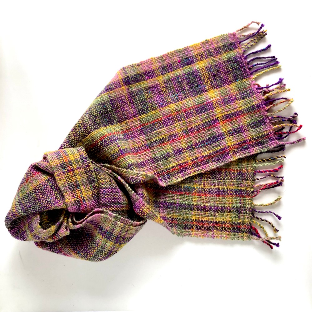 手紡ぎ/手織りマフラー 「秋色」 12,320円