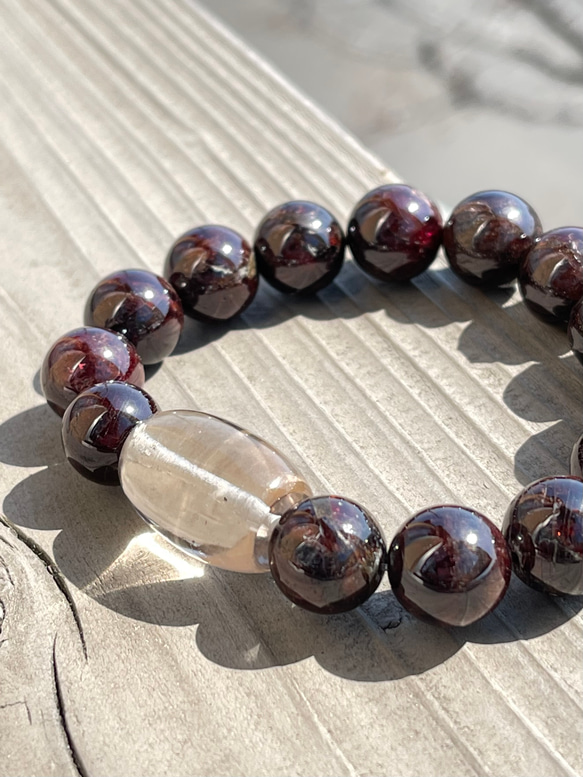 ネパールガーネット ガネーシュヒマール水晶 デザインブレスレット