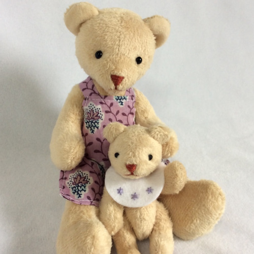 春のくまさん お母さんとあかちゃん【受注製作】 ぬいぐるみ