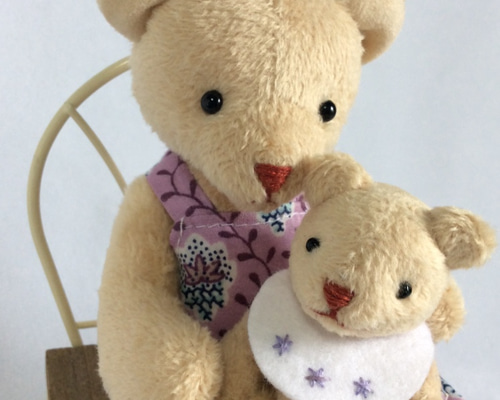春のくまさん お母さんとあかちゃん【受注製作】 ぬいぐるみ