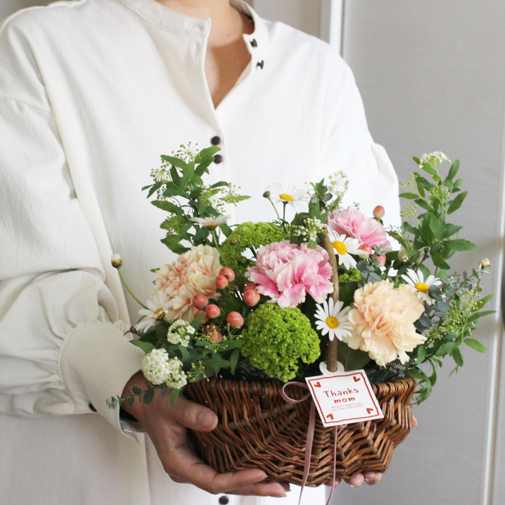フレッシュフラワーカーネーションのバスケット
