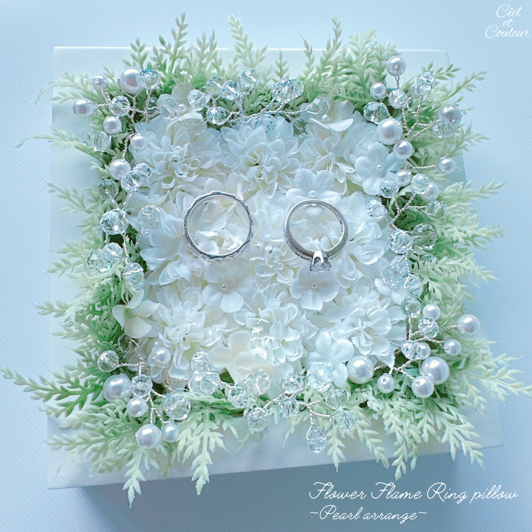 リングピローにもなる♡フラワー＆大粒パールビジューの３wayフラワーフレーム　壁掛け・卓上