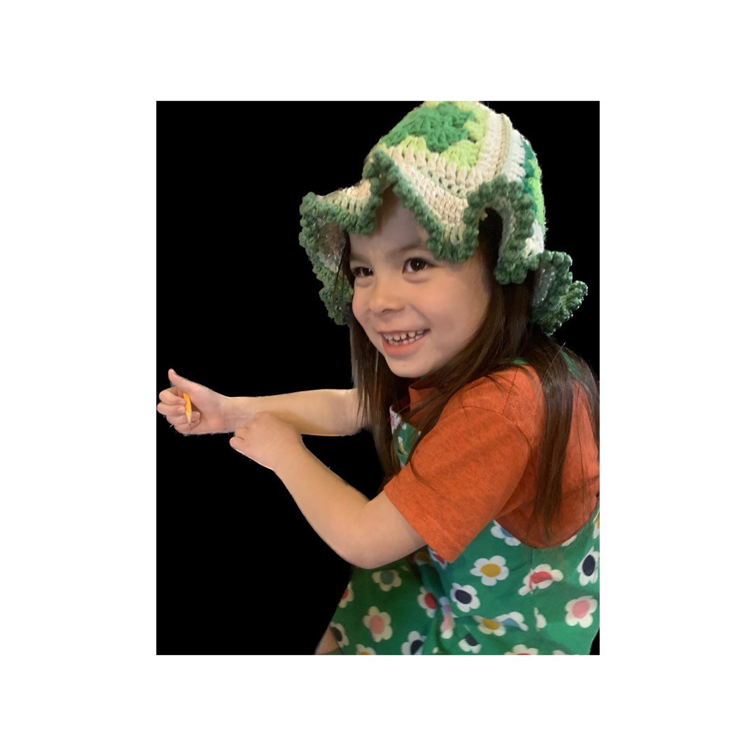 70年代made in USAアップサイクルgranny square バケツハット【ビンテージ+アップサイクル品】