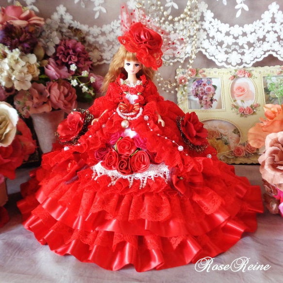 ベルサイユの薔薇 ローズレッドの魅惑 アンティークフリルドールドレス