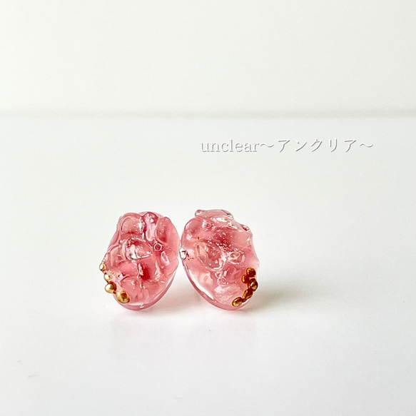 ピアス 水晶 さざれ石 イヤリング ピンク 天然石 クリスマス 可愛い