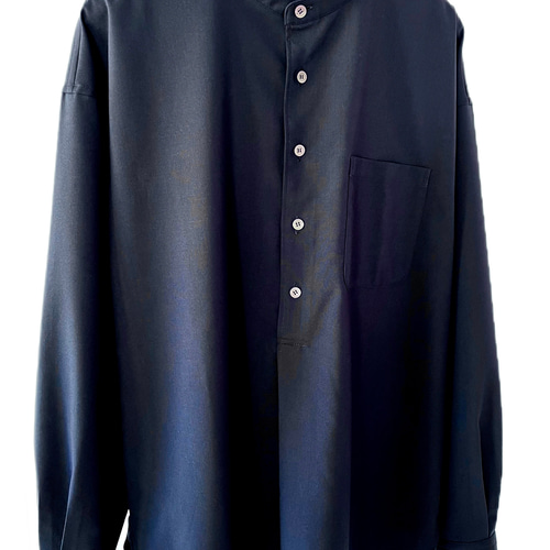 メンズ【men's】最上質TR素材 プルオーバー バンドカラーシャツ シャツ