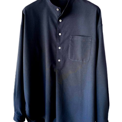 メンズ【men's】最上質TR素材 プルオーバー バンドカラーシャツ シャツ