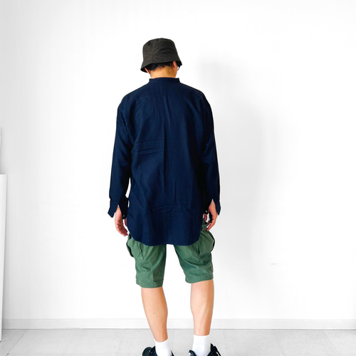 メンズ【men's】最上質TR素材 プルオーバー バンドカラーシャツ シャツ