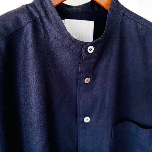 メンズ【men's】最上質TR素材 プルオーバー バンドカラーシャツ シャツ