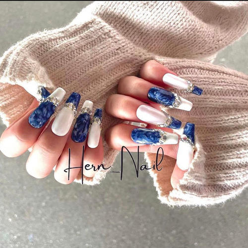 チップ種類、カラー変更可能》《SNS人気》デニムカラーストーン