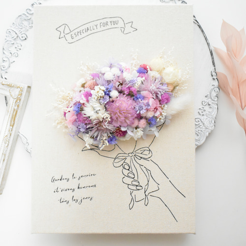 受注製作》ドライフラワー プリザーブドフラワー キャンバス フラワー