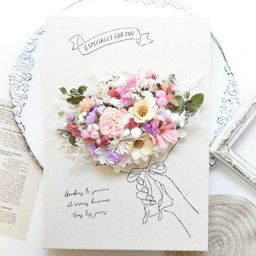 【新品　未使用】エコクラフトハンドメイド　壁掛け飾り　ドライフラワー　マスコット 新品 未使用】エコクラフトハンドメイド 壁掛け飾り ドライフラワー