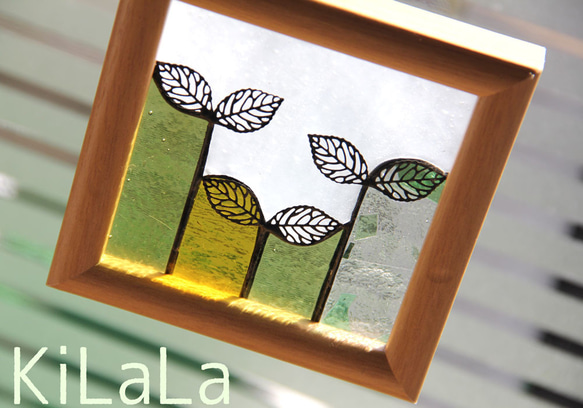 ステンドグラス ミニ額 ステンドグラス 壁掛け 薔薇 フレーム