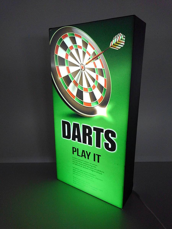 【Lサイズ】ダーツ BAR ゲーム DARTS プレイヤー サイン ランプ 看板 置物 雑貨 ライトBOX 電飾看板 2枚目の画像