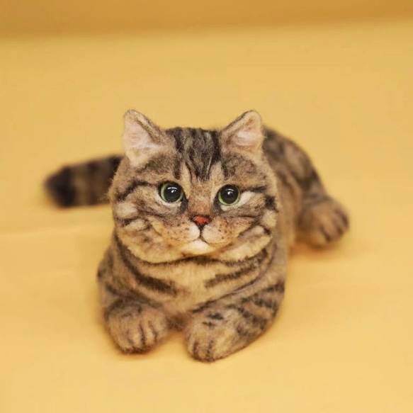 【オーダーメイドペット】羊毛フェルト、うちの子　猫ぬいぐるみ、フェルト猫、羊毛猫、肖像画、犬猫人形 プレゼントやギフトに 100% 模様